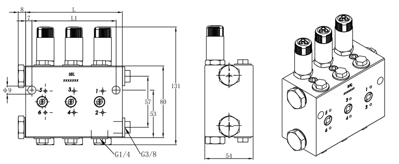 Technical Drawing of DSG Dual-line Metering Devices